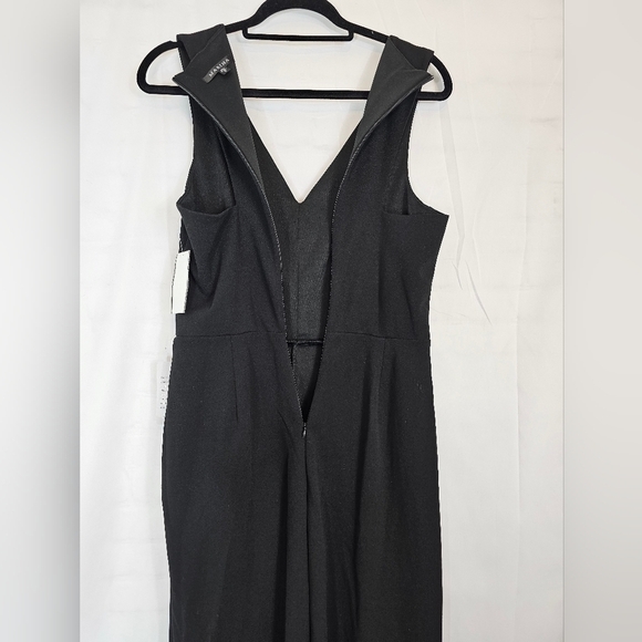 MARINA V-neck ruffled sleeveless formal size 6 black Jumpsuit NWT - Picture 10 of 11